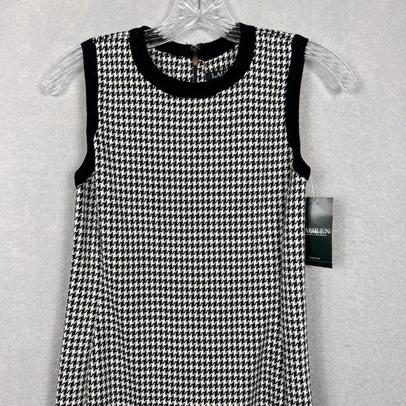 NWT Lauren Ralph Lauren Midi Dress Petite XS Houndstooth Print Sleeveless - Picture 3 of 14